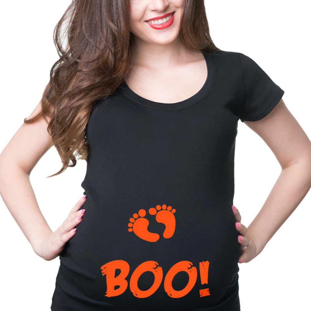 Halloween Pregnancy T-shirt Halloween Maternity Boo Top Costume T-shirt