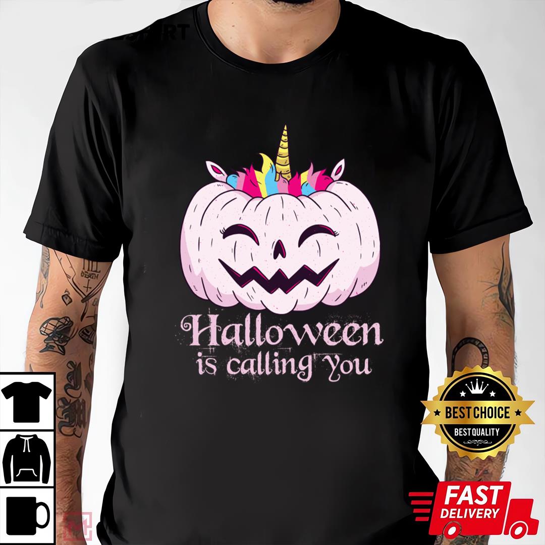 Halloween Pumpkin Rainbow Unicorn T-Shirt