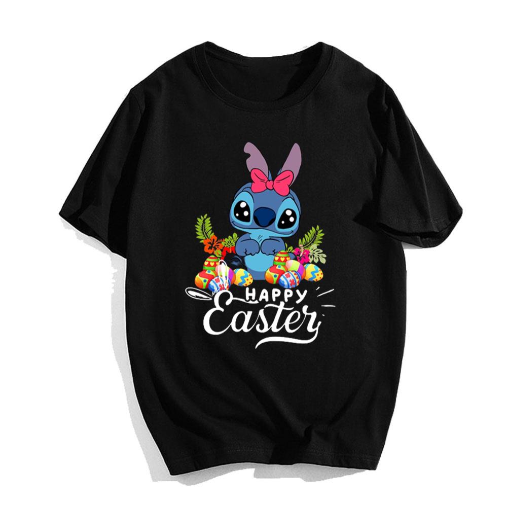 Happy Easter Bunny Egg Hunt Easter Stitch Plush T-Shirt