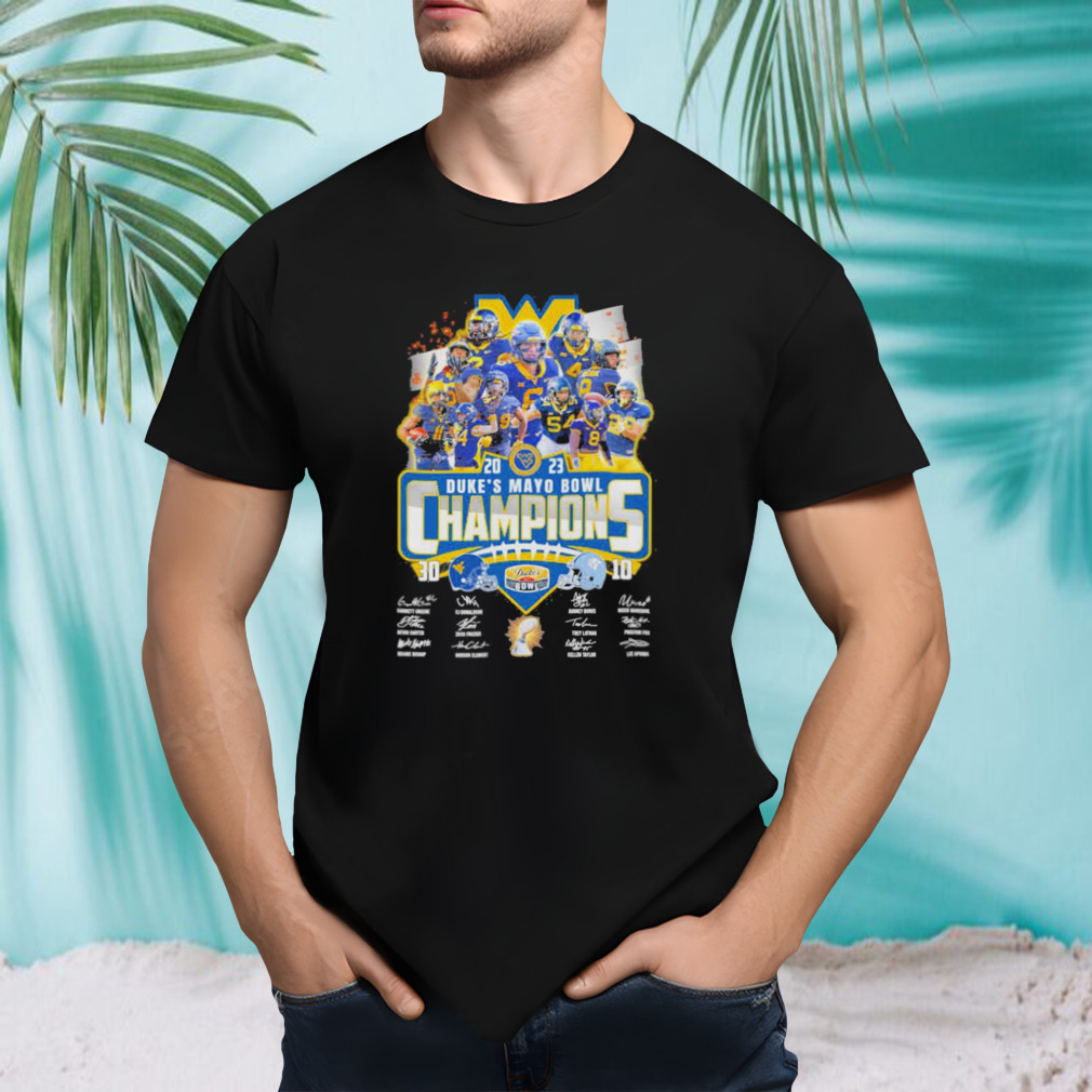 West Virginia Mountaineers 2023 Duke’s Mayo Bowl Champions Signatures Shirt