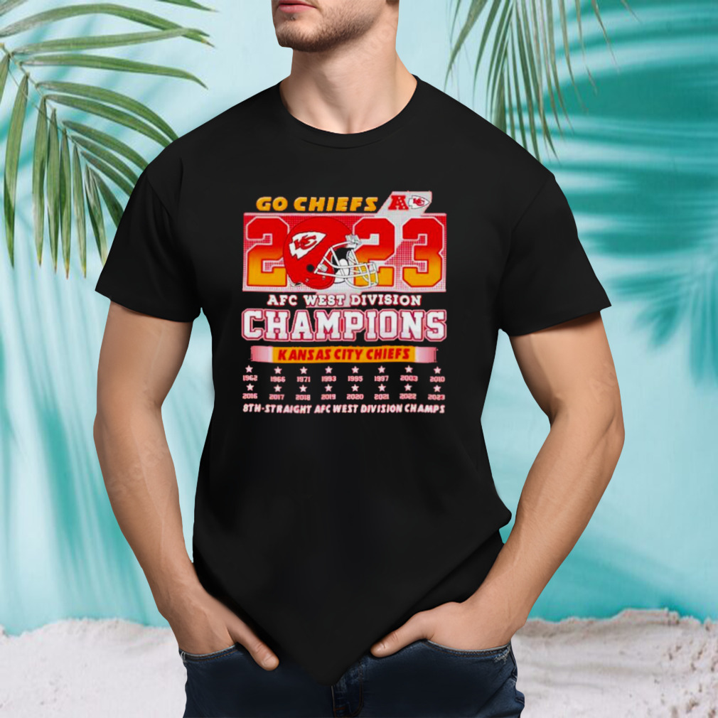 2023 AFC West Division Champions Kansas City Chiefs Football 1962 2023 8th Straight Champions Shirt