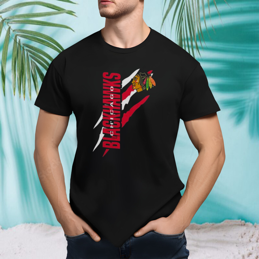 Chicago Blackhawks Starter Black Color Scratch Shirt