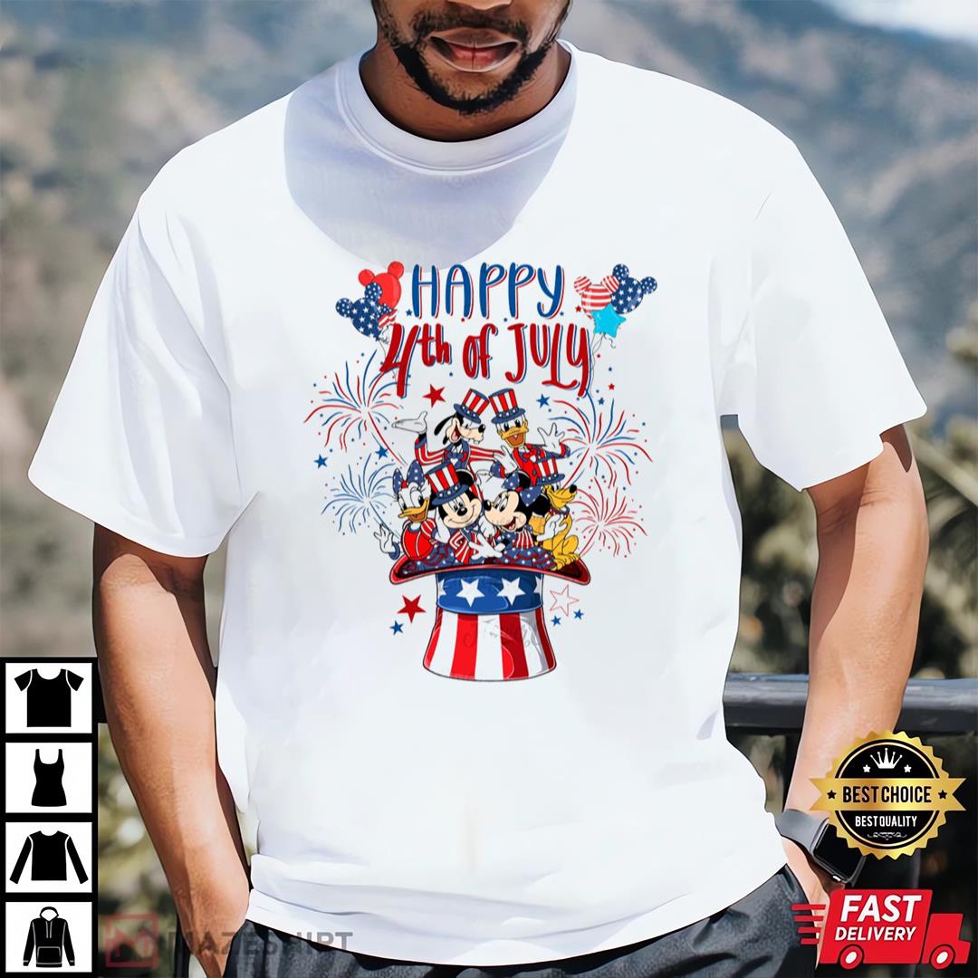 Happy Happy 4th Of July, Red White And Blue, American Freedom, Mouse And Friend Shirt