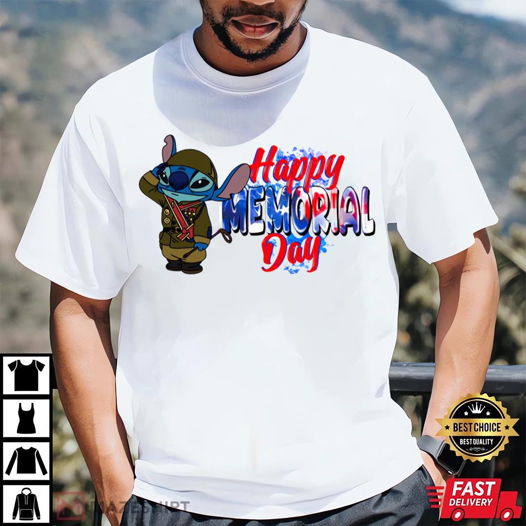 Happy Memorial Day Stitch Flag Memorial Day Shirt