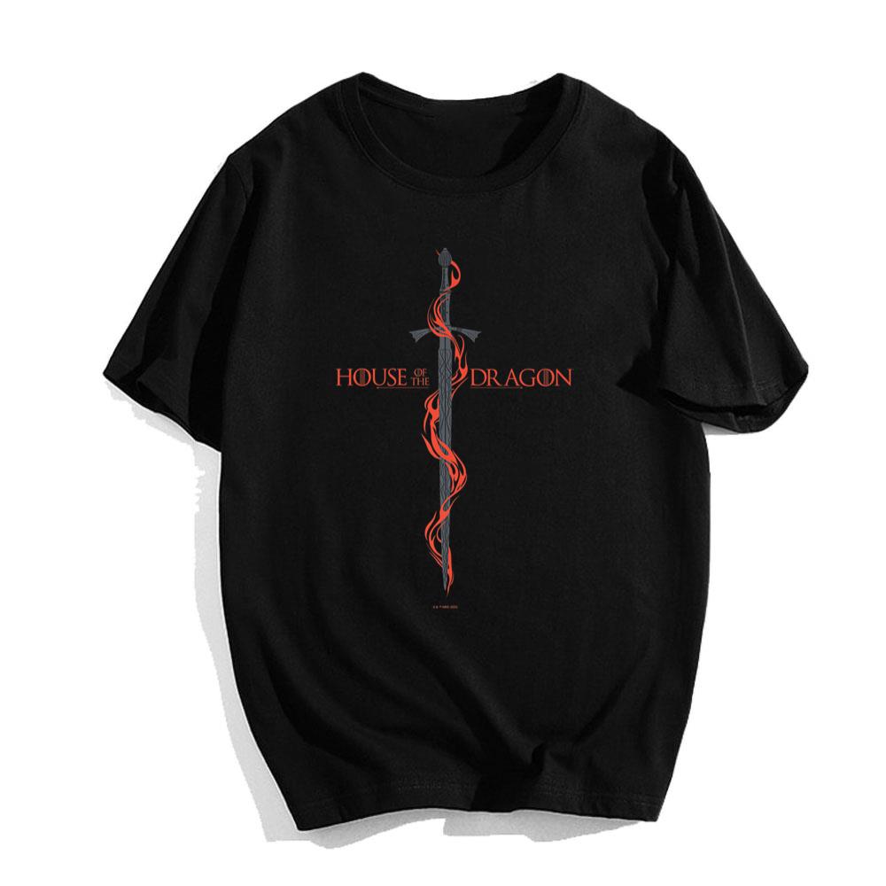 House Of The Dragon T-Shirt Sword Red Flames