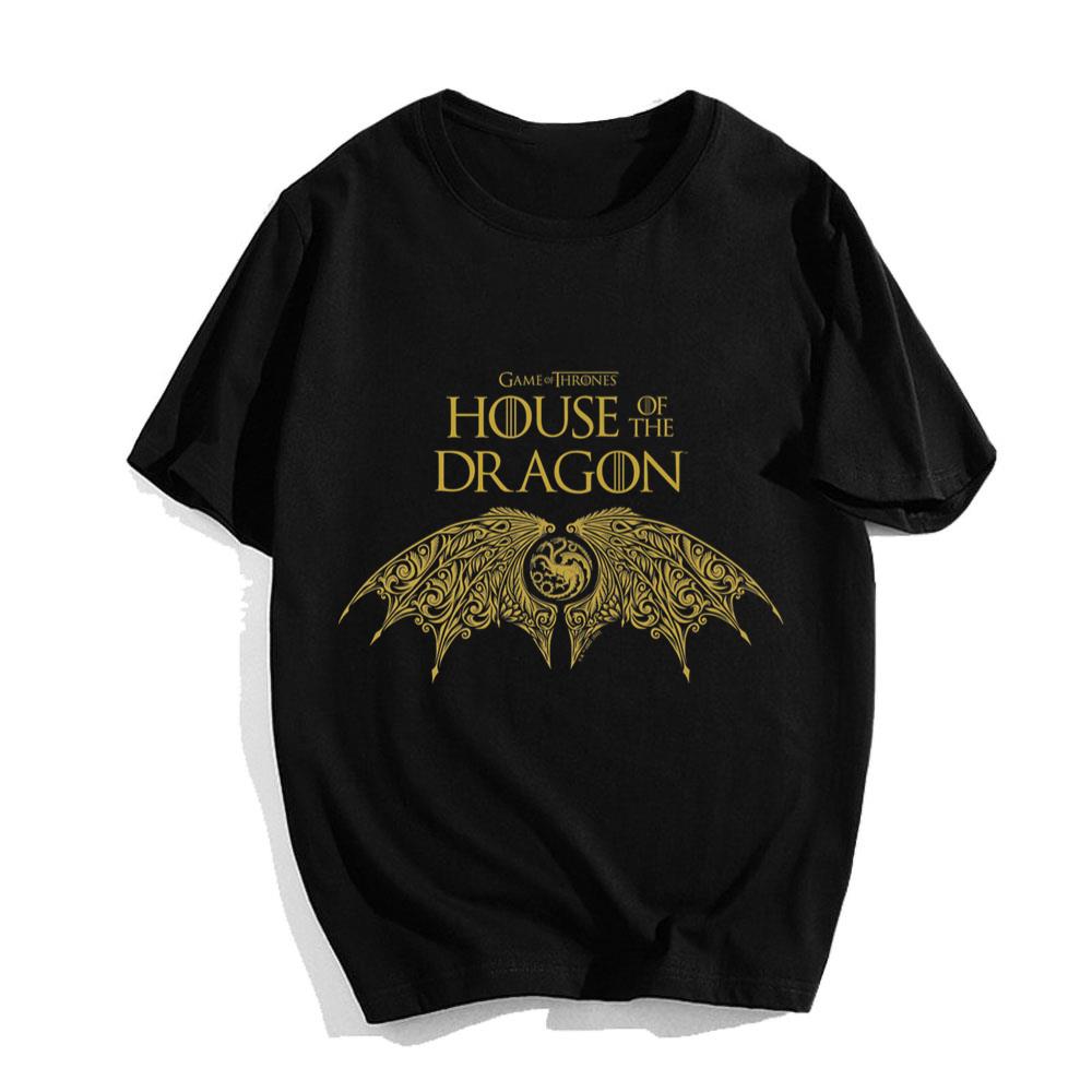 House Of The Dragon T-Shirt Targaryen Crest Gold Wings