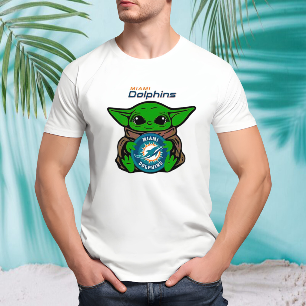Baby Yoda Hug Miami Dolphins Logo Shirt