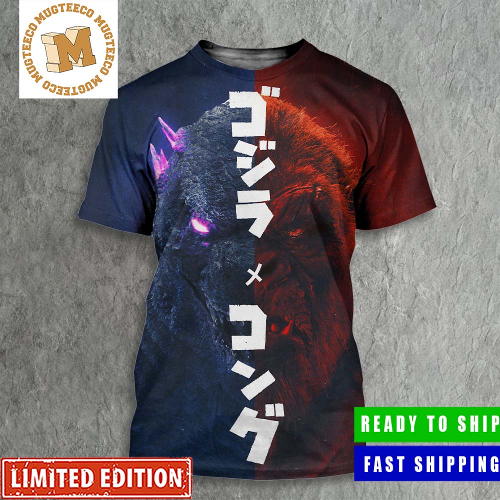 Godzilla X Kong The New Empire Team Up Splitted Poster All Over Print Shirt
