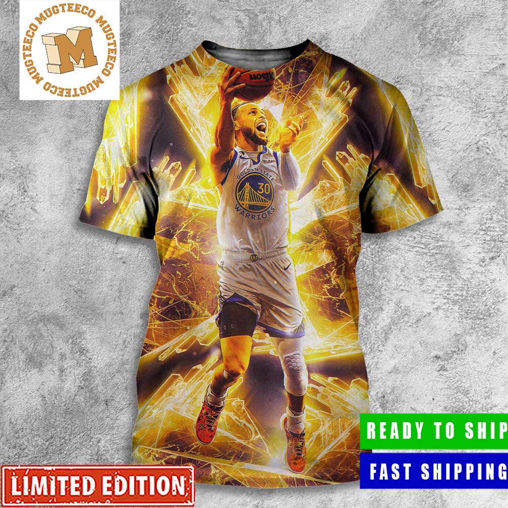 Golden State Warriors Stephen Curry Gold Blooded Throwing The Ball All Over Print Shirt