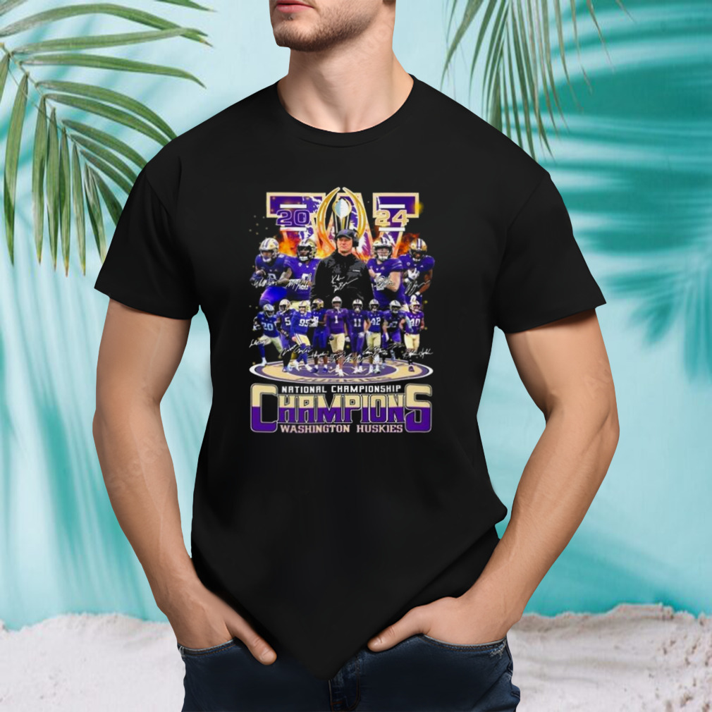 Washington Huskies College Football 2024 National Championships Champions Signatures Shirt