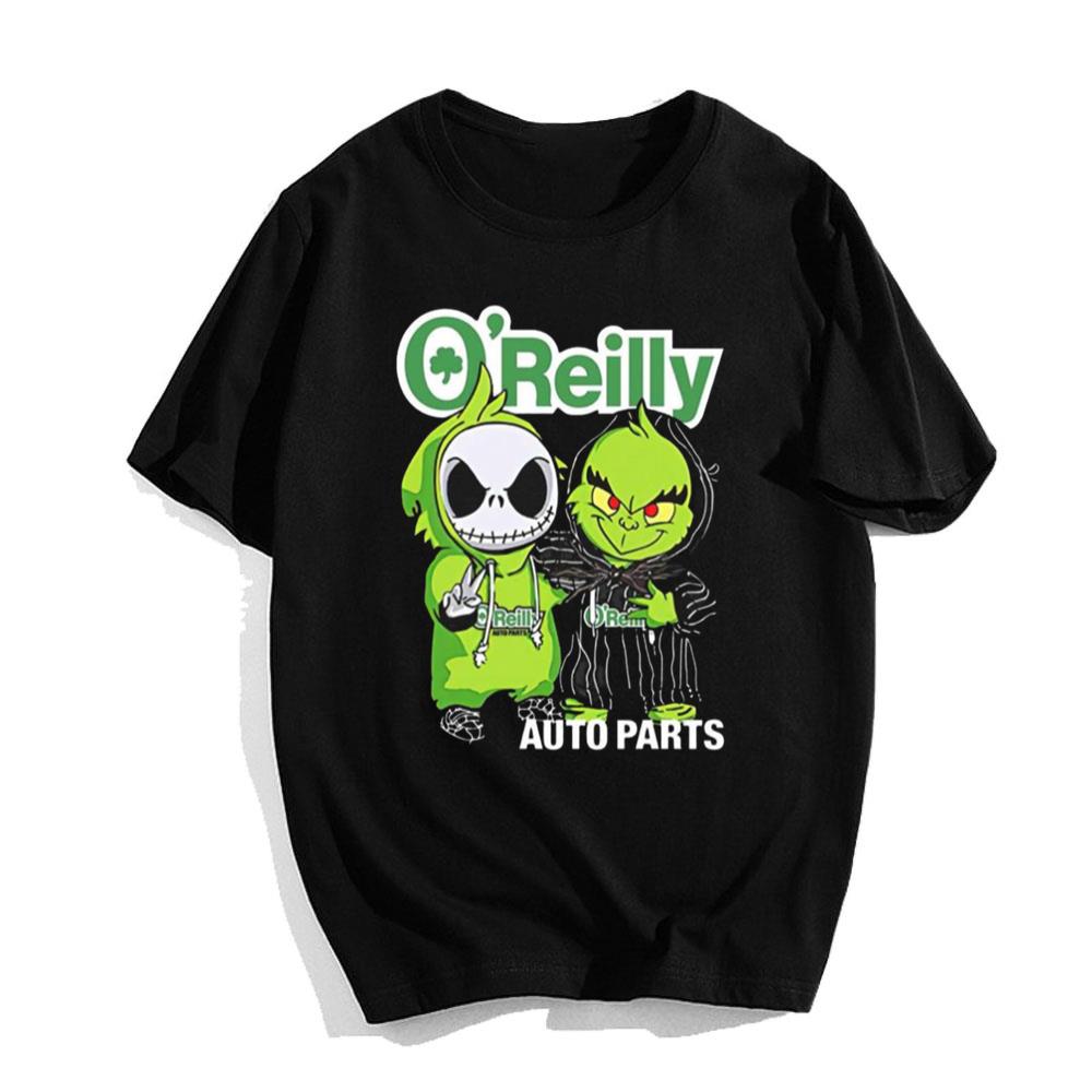 Jack Skellington And Grinch O'Reilly Auto Parts Logo T-Shirt