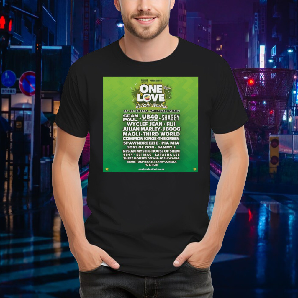 One Love Festival New Zealand 2024 poster shirt