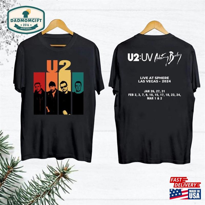 90S Vintage Achtung Baby Tour 2024 U2 Band Tshirt Live At Sphere Shirt Joshua Tree Unisex Classic