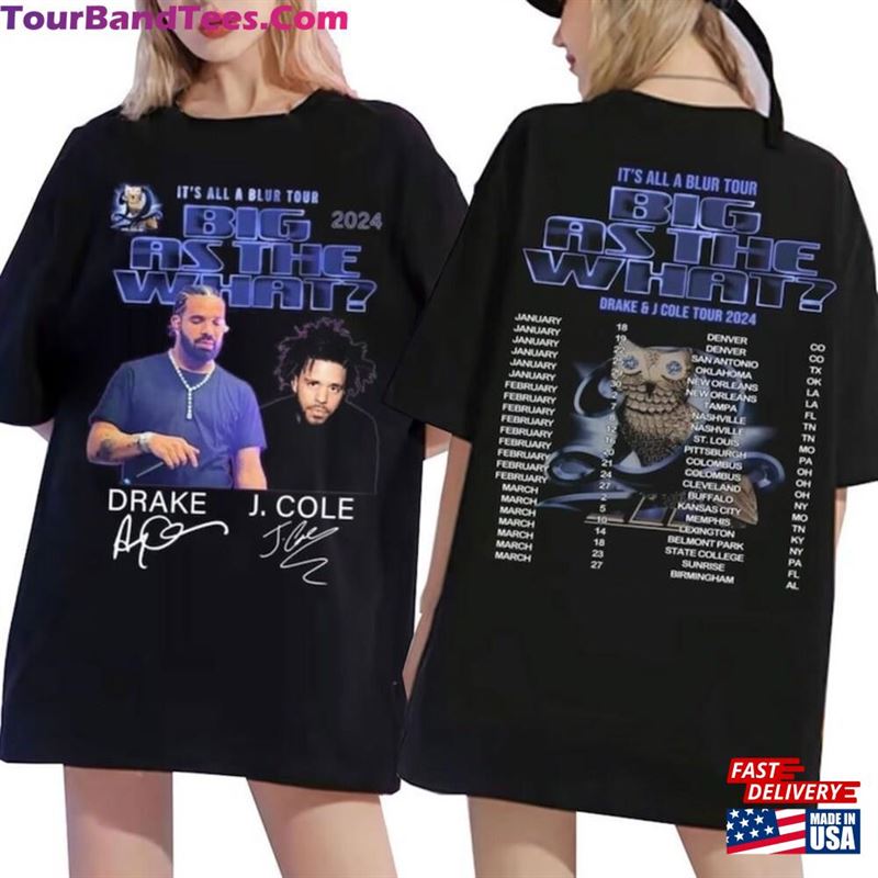 Drake J Cole Big As The What Tour 2024 Shirt It's All Blur Rap Music Unisex Hoodie - TourBandTees