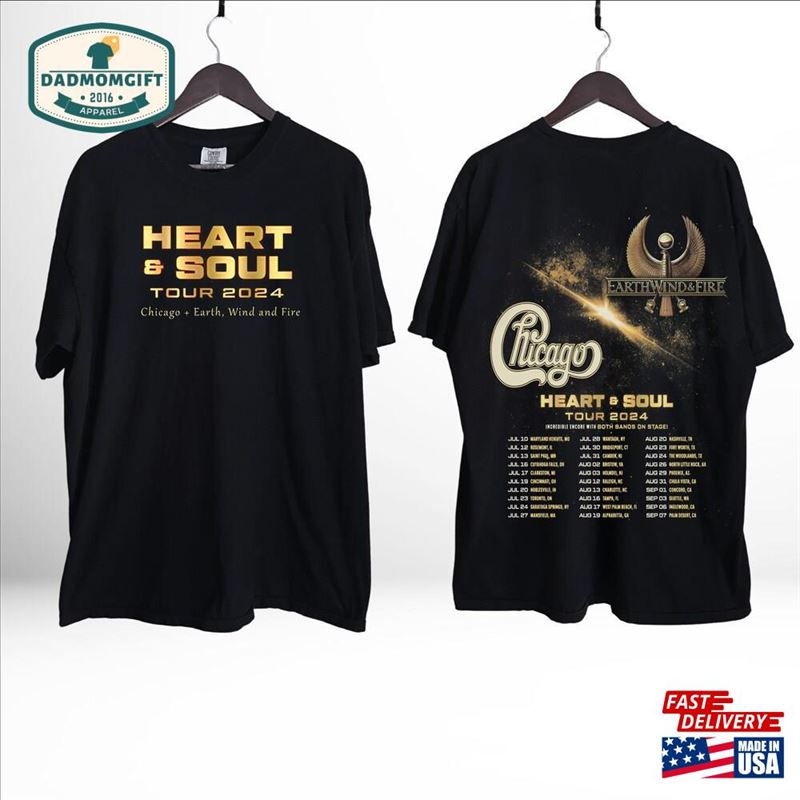 Earth Wind And Fire Chicago Tour Shirt 2024 Heart Soul Tshirt Sweatshirt Hoodie