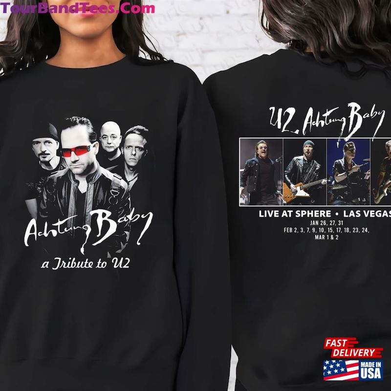 Tour 2024 Achtung Baby Live At Sphere U2 Band Classic Rock Shirt Graphic T-Shirt Unisex - TourBandTees