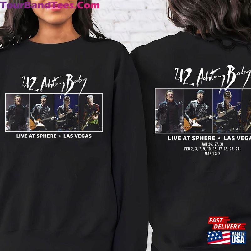 U2 Band Achtung Baby Live At Sphere Classic Rock Concert Graphic Tour 2023 T-Shirt Hoodie - TourBandTees