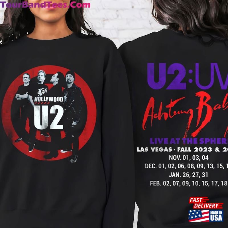 U2 Music Band Shirt Double Side Achtung Baby World Tour 2023 T-Shirt Unisex - TourBandTees