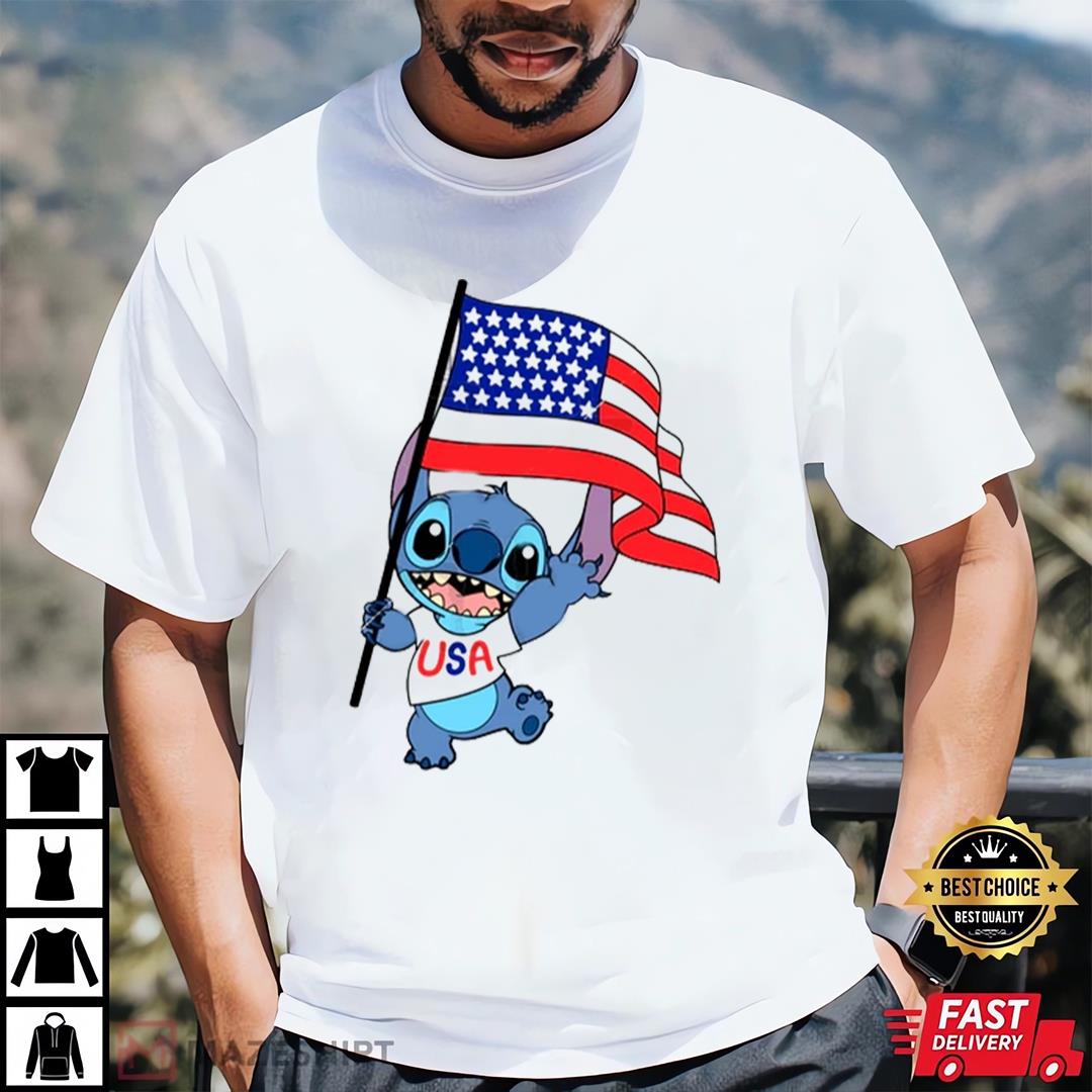 USA Stitch Flag Shirt, Funny Stitch Memorial Day Shirt