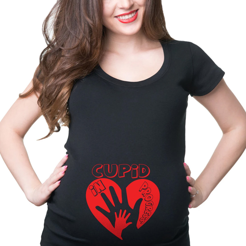 Valentine_s Day Maternity T-Shirt Cupid In Progress Pregnancy Tee Shirt Gift For Pregnant Woman