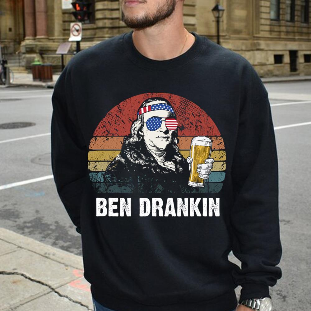Vintage Ben Drankin Beer Lover 4th Of July Gift T-Shirt
