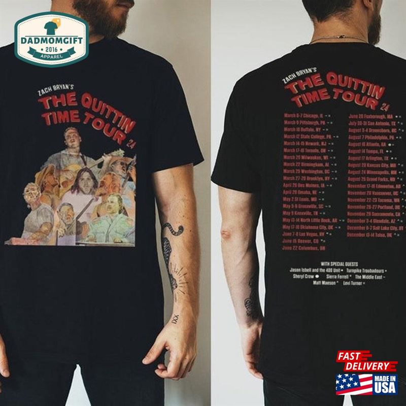 Zach Bryan The Quittin Time Tour 2024 T-Shirt Vintage Shirt Country Music Hoodie