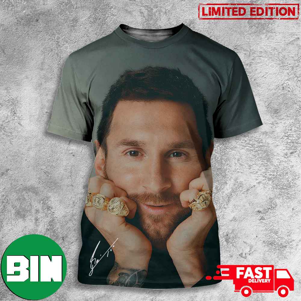 Adidas x Lionel Messi Celebrating His 8th Career Ballon d_Or 2023 Congratulations All Over Print T-Shirt