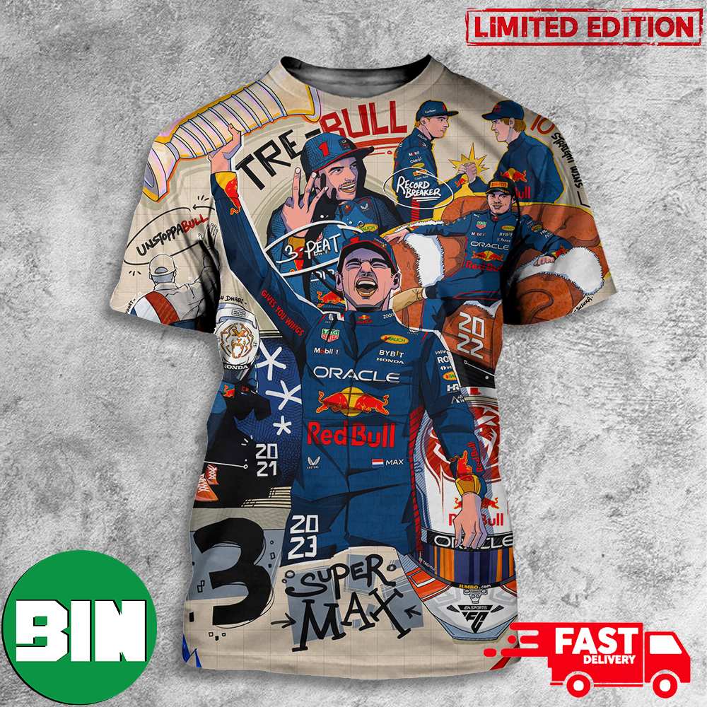 Congratulations Max Verstappen Three-time F1 World Champion 3D T-Shirt