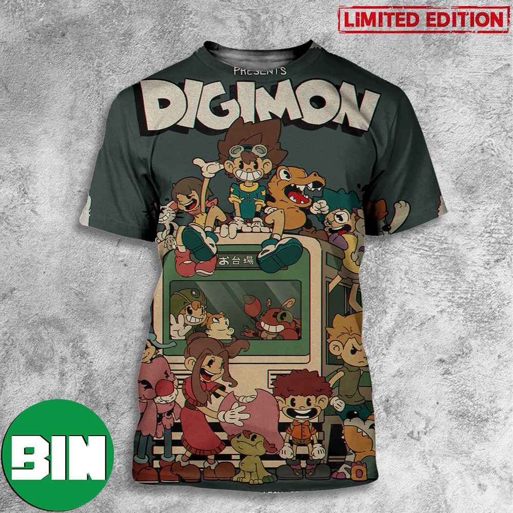 Digimon Cartoon Poster In Full Colored 3D T-Shirt