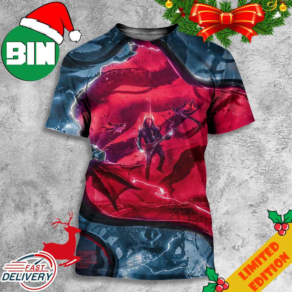 Eddie Munson Stranger Things Day Hellfire Club Upside Down Opens Up To Hawkins Town Poster By BossLogic 3D T-Shirt