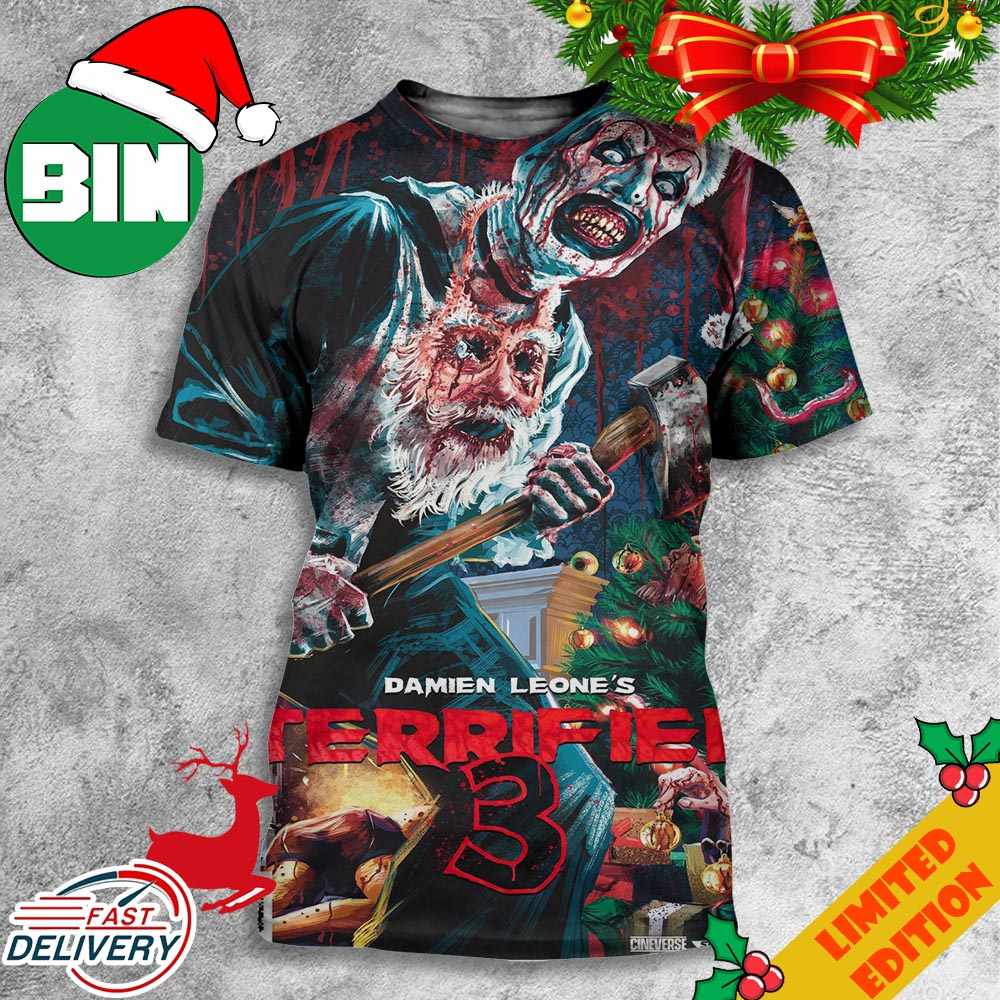 First Poster For Terrifier 3 By Damien Leone_s Christmas 2023 3D T-Shirt