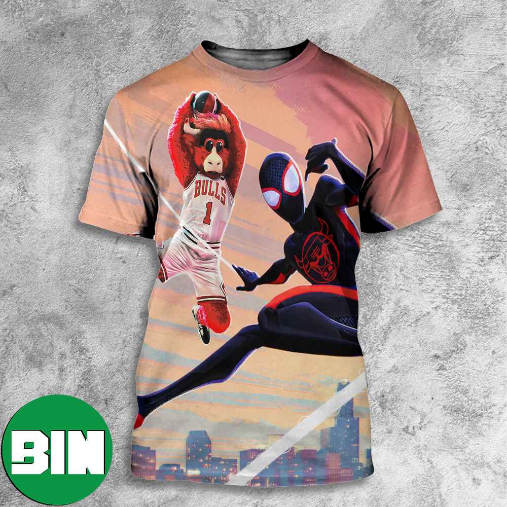 Funny Miles Morales And Chicago Bulls Mascot NBA x Spider-Man Across The SpiderVerse 3D T-Shirt Funny Miles Morales And Chicago Bulls Mascot NBA x Spider-Man Across The SpiderVerse 3D T-Shirt