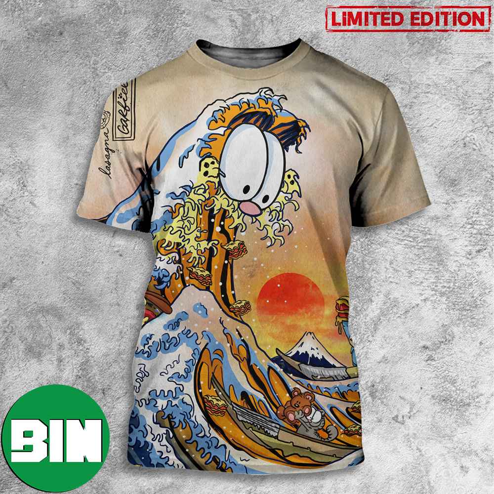 Garfield Great Wave Of Lasagna 3D T- Shirt