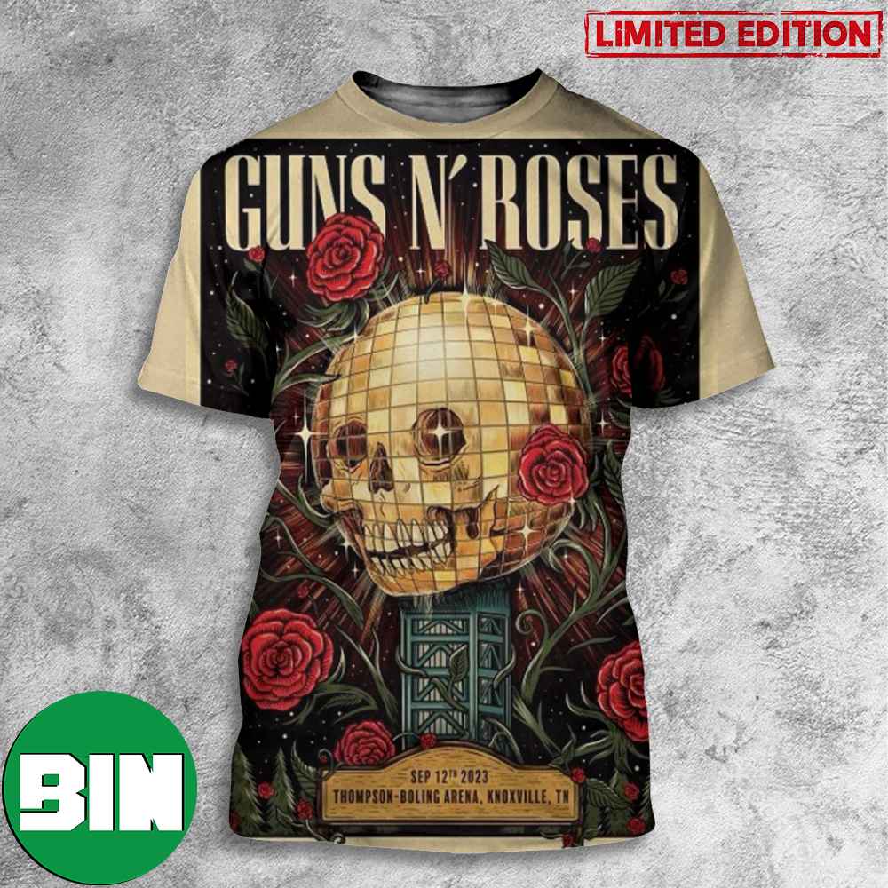 Guns N Roses September 12th 2023 Thompson Boling Arena Knoxville TN Tour 3D T-Shirt