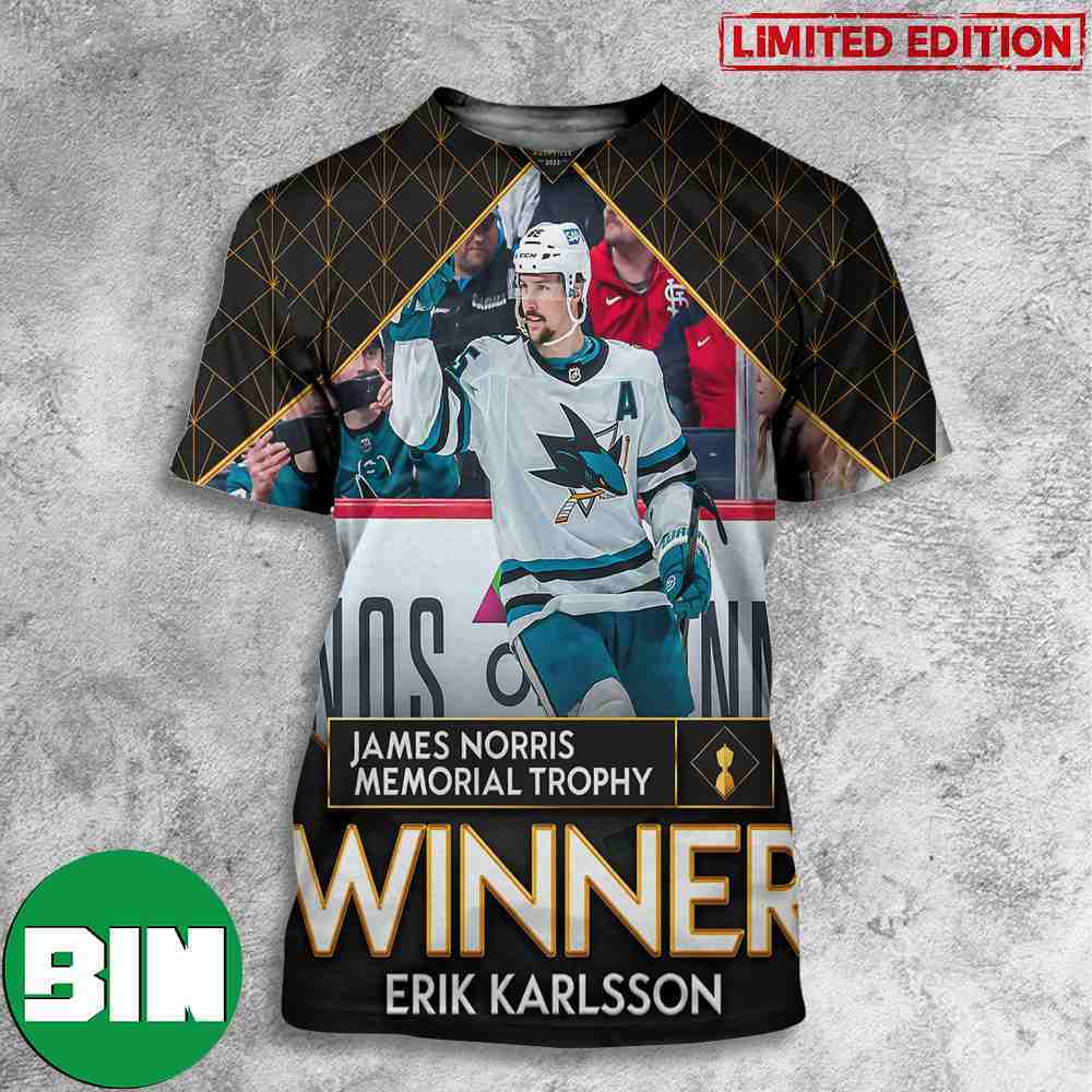 James Norris Memorial Trophy Winner Erik Karlsson San Jose Sharks NHL Awards 2023 3D T-Shirt James Norris Memorial Trophy Winner Erik Karlsson San Jose Sharks NHL Awards 2023 3D T-Shirt