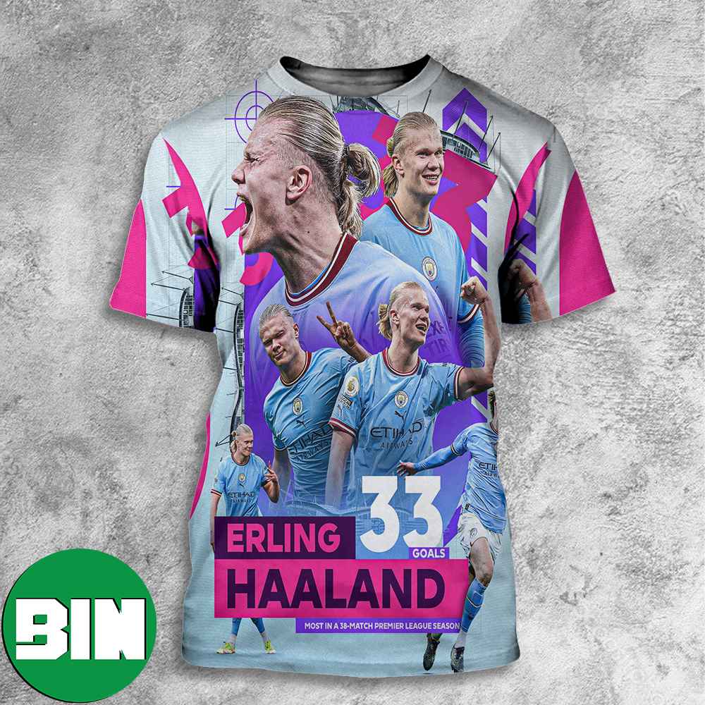Lastest For Premier League Erling Haaland Now Holds The Record For The Most Goals in Season All Over Print Shirt