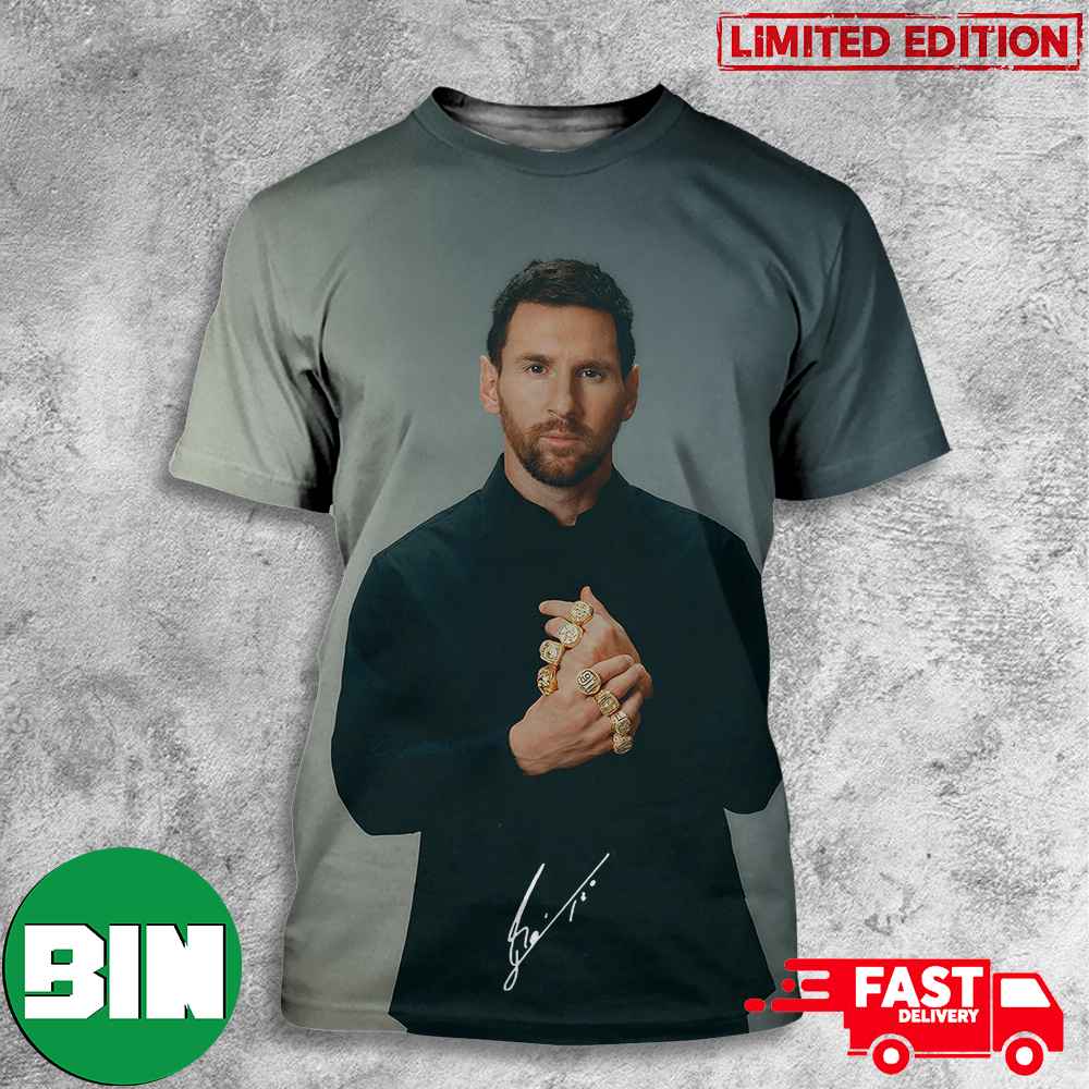 Lionel Messi x Adidas Celebrating His 8th Career Ballon d_Or 2023 Congratulations All Over Print T-Shirt