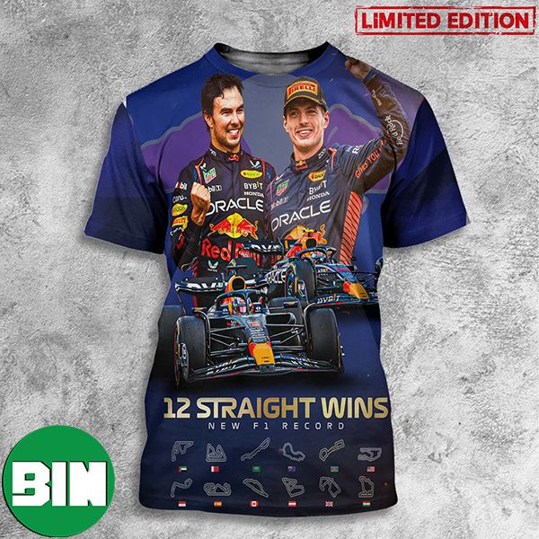New F1 Record Red Bull Take Their 12th Win In A Row 3D T-Shirt