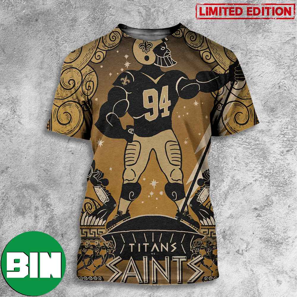New Orleans Saints A Clash With The Tennessee Titans September 10 2023 Noon Caesar_s Superdome 3D T-Shirt