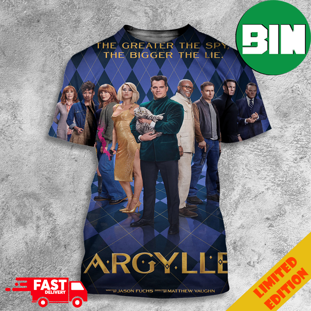 New Poster For Matthew Vaughn_s Argylle Henry Cavill John Cena Samuel L Jackson Dua Lipa 3D T-Shirt New Poster For Matthew Vaughn_s Argylle Henry Cavill John Cena Samuel L Jackson Dua Lipa 3D T-Shirt