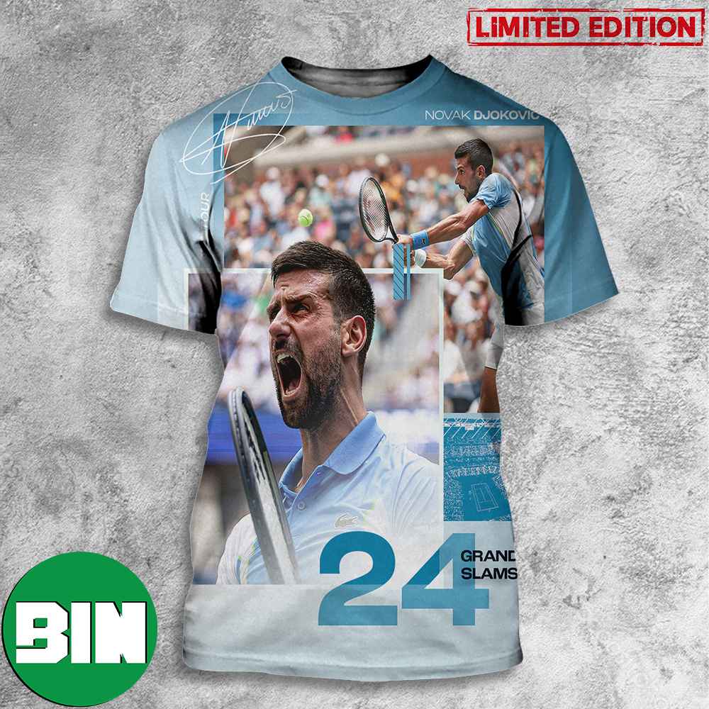 Novak Djokovic 24 Grand Slams Men_s Singles Titles Champions US Open Tennis 2023 Signature T-Shirt Novak Djokovic 24 Grand Slams Men_s Singles Titles Champions US Open Tennis 2023 Signature T-Shirt