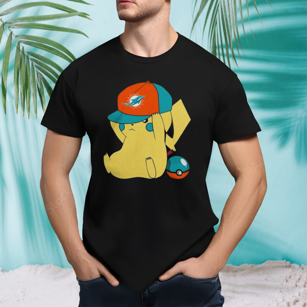 Pikachu Wear The Hat Miami Dolphins Football Logo T-shirts