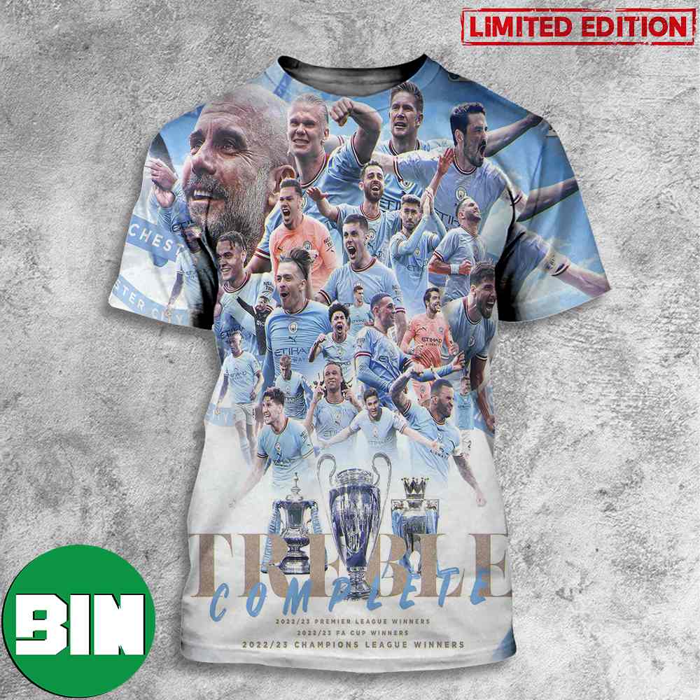 Treble Complete Congratulations Man City UEFA Champions League 2023 3D T-Shirt