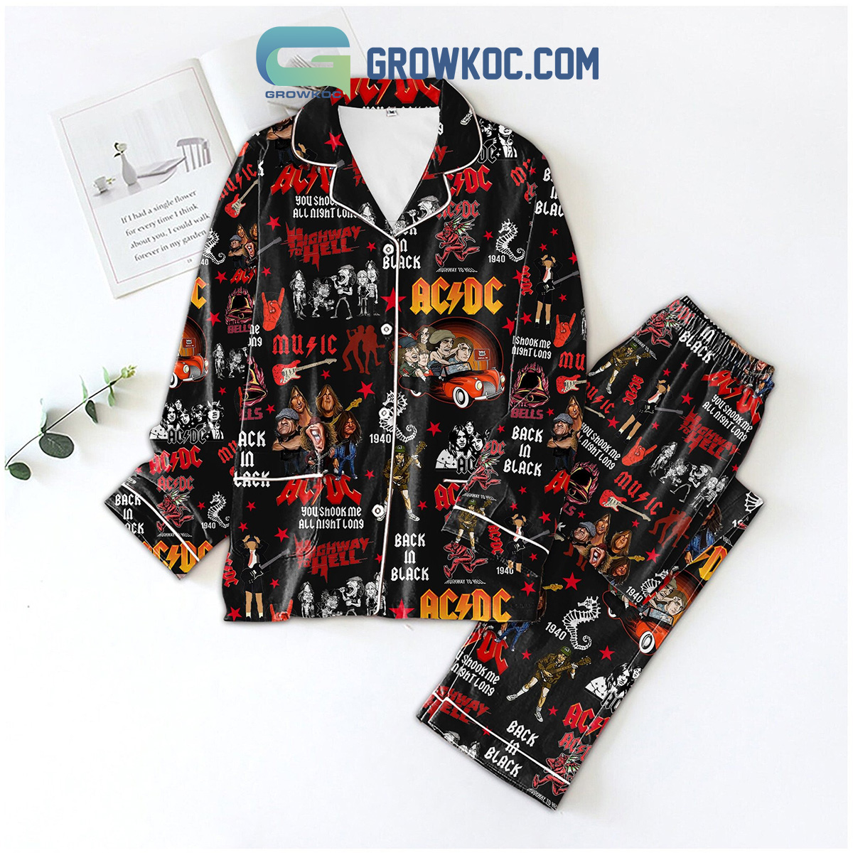 ACDC Back In Black Highway To Hell Pajamas Set