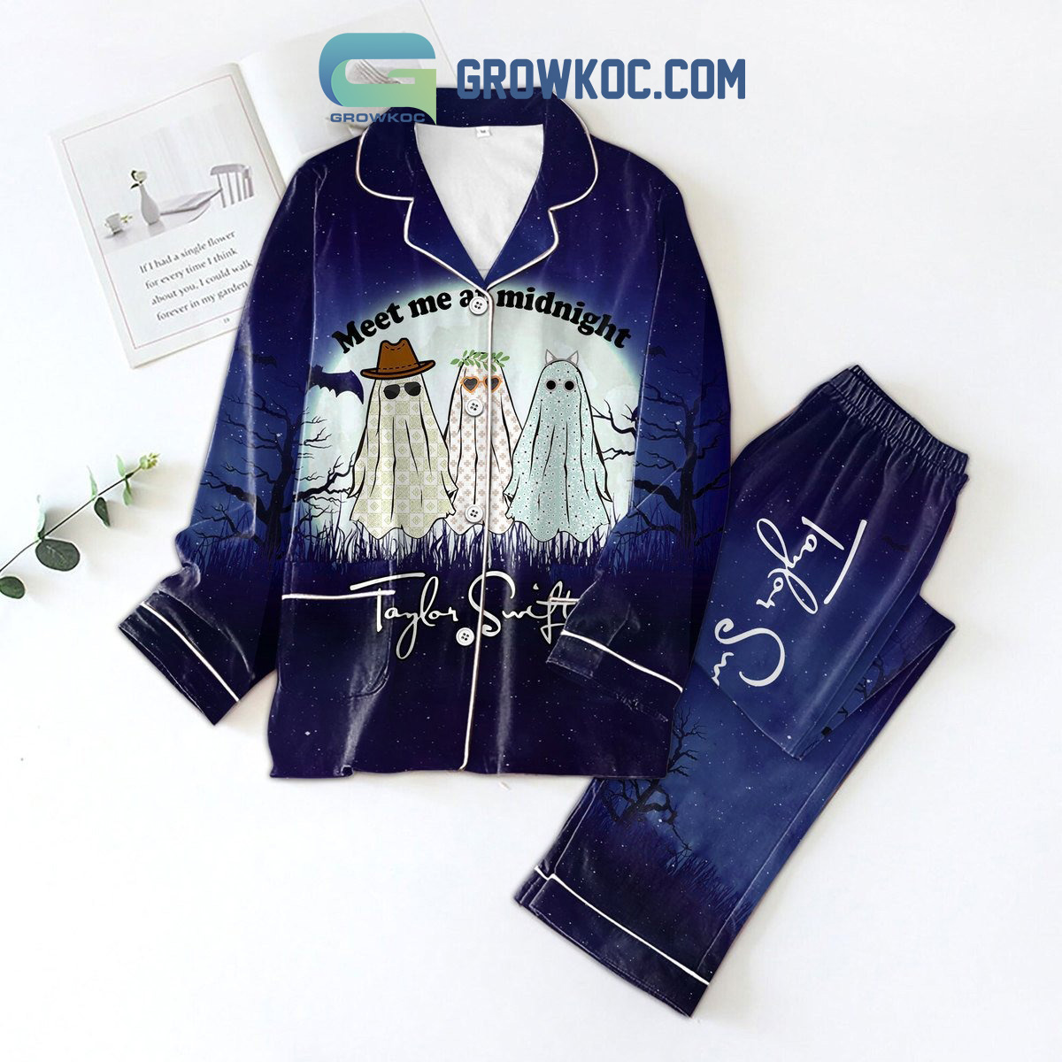 Taylor Swift Meet Me At Midnight Ghost Halloween Pajamas Set