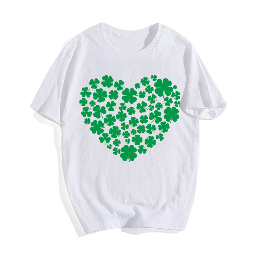 Shamrock And Hand Drawn Heart St Patricks Day T-Shirts For Womens