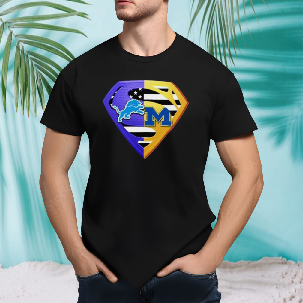 Detroit Lions and Michigan Wolverines Superman Logo Shirt