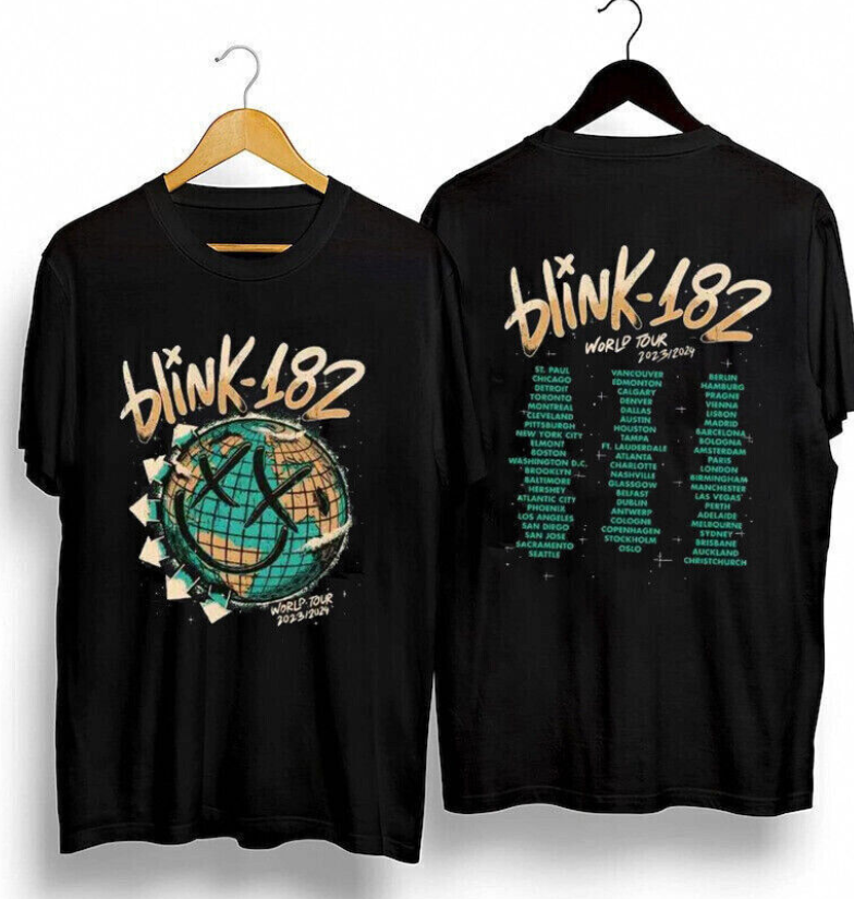 Blink 182 Shirt The World Tour 2023 2024 Band Cotton T-Shirt