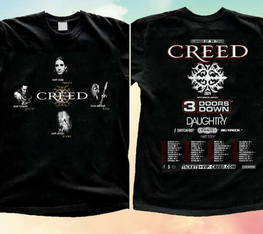 Creed 2024 Tour Summer of ’99 Tour Concert T-Shirt