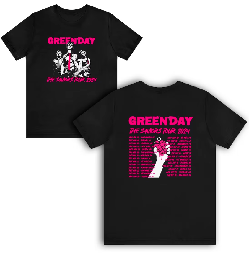 Green Day The Saviors Tour 2024 Black T-Shirt Gift Fans Music